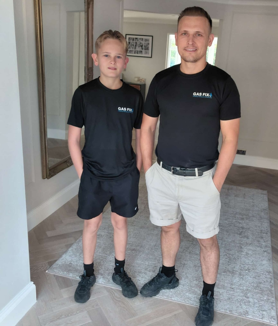 Gas Fix owner Lewis Edwards with his son and future apprentice