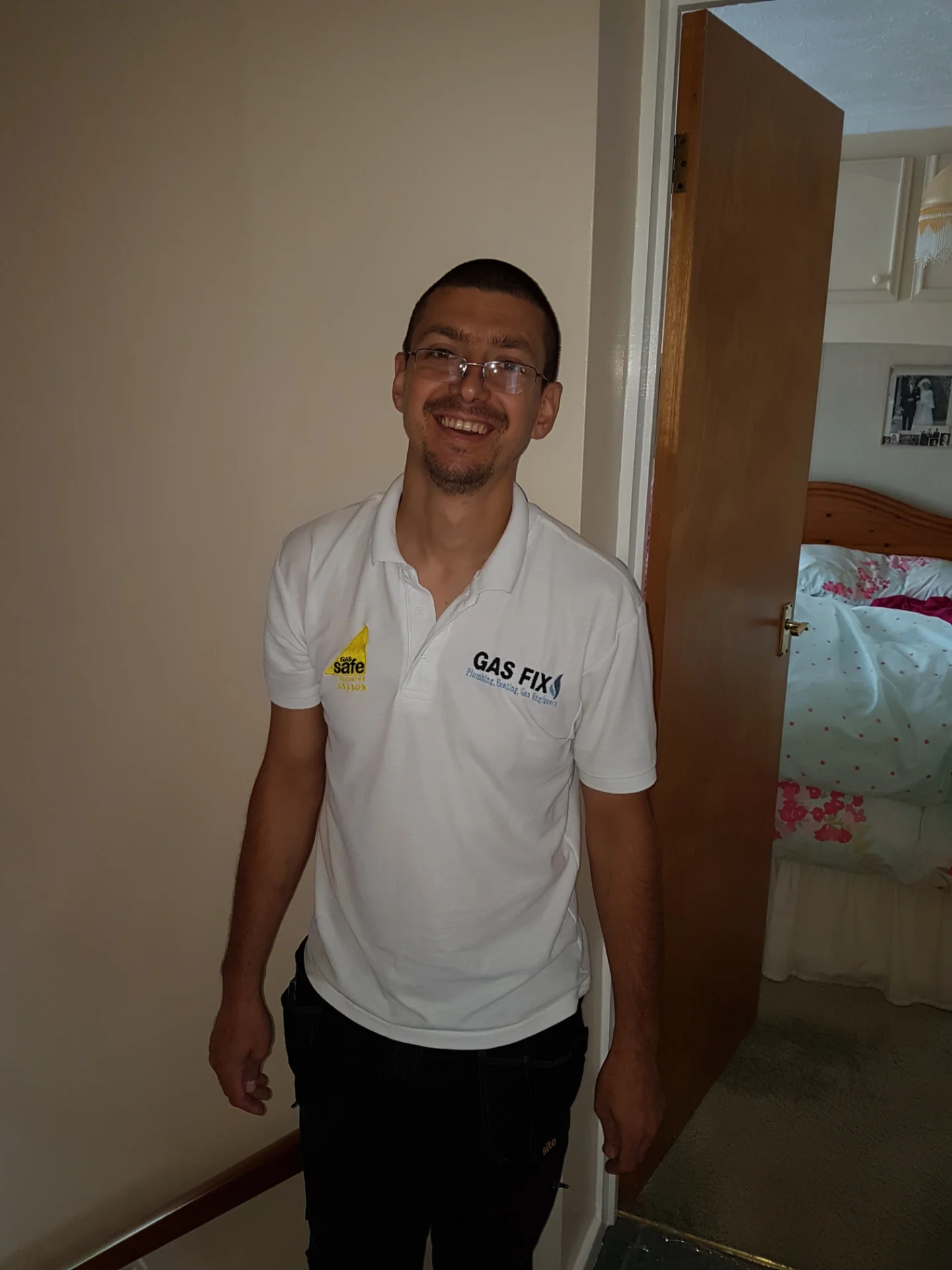 Gas Safe registered Gas Fix engineer on a customer job