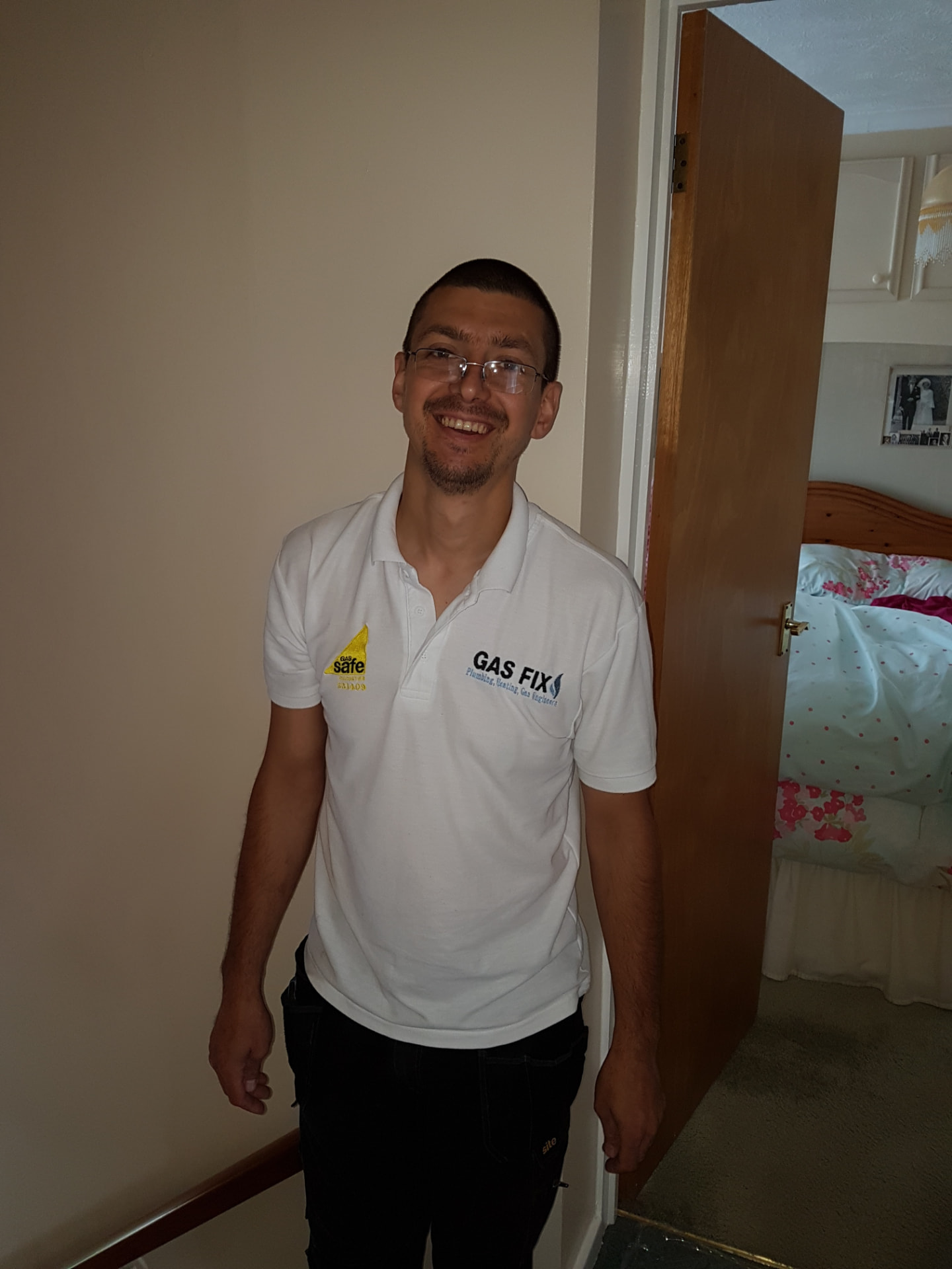 Gas Safe registered Gas Fix engineer on a customer job